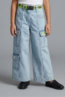 Neon Belt & Pocket Flap Cargo Denim Pants 1632