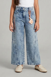 Light Blue Graffiti Print Denim Jeans 1633