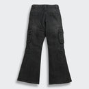 Black Denim Cargo Flared Jeans P1634