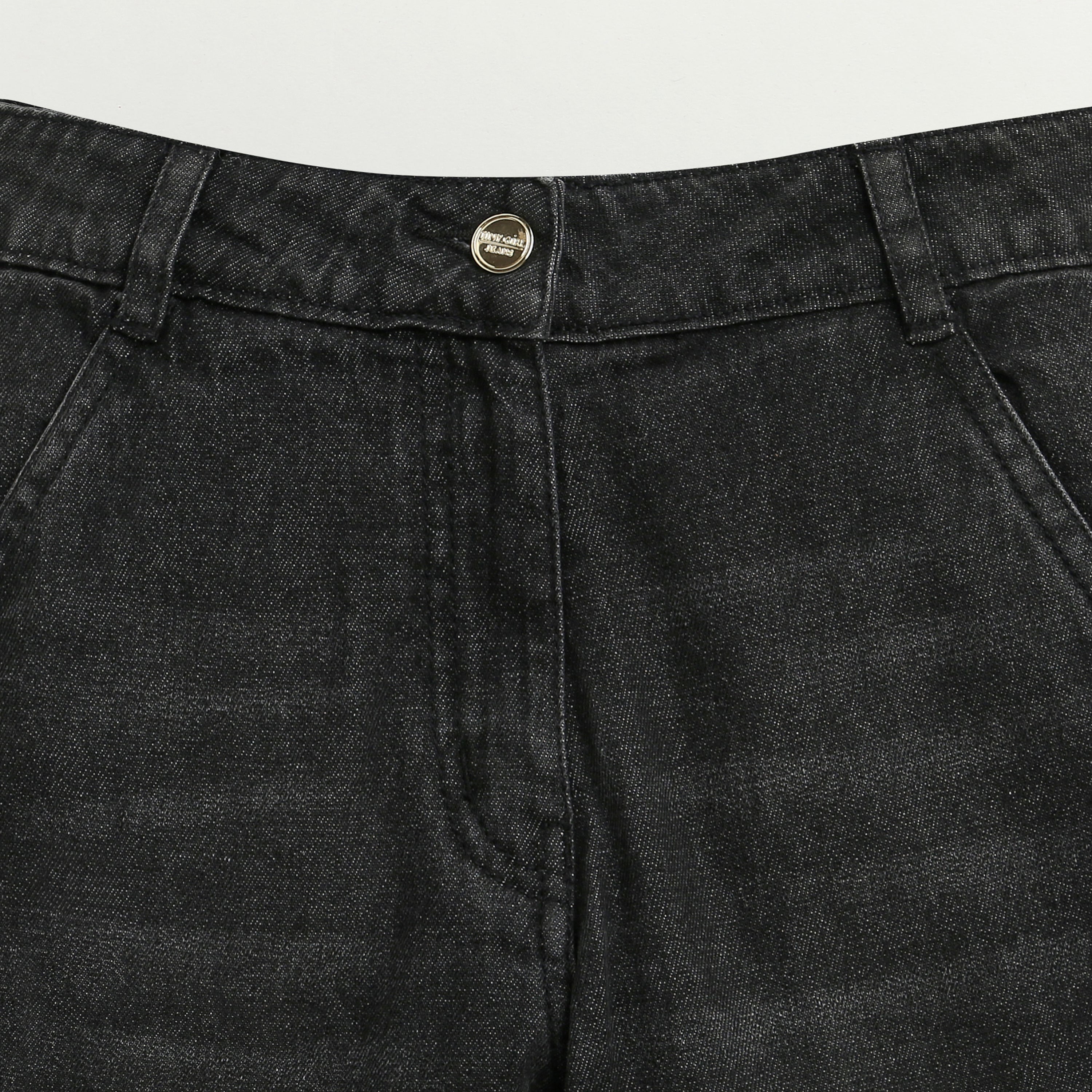 Black Denim Cargo Flared Jeans P1634