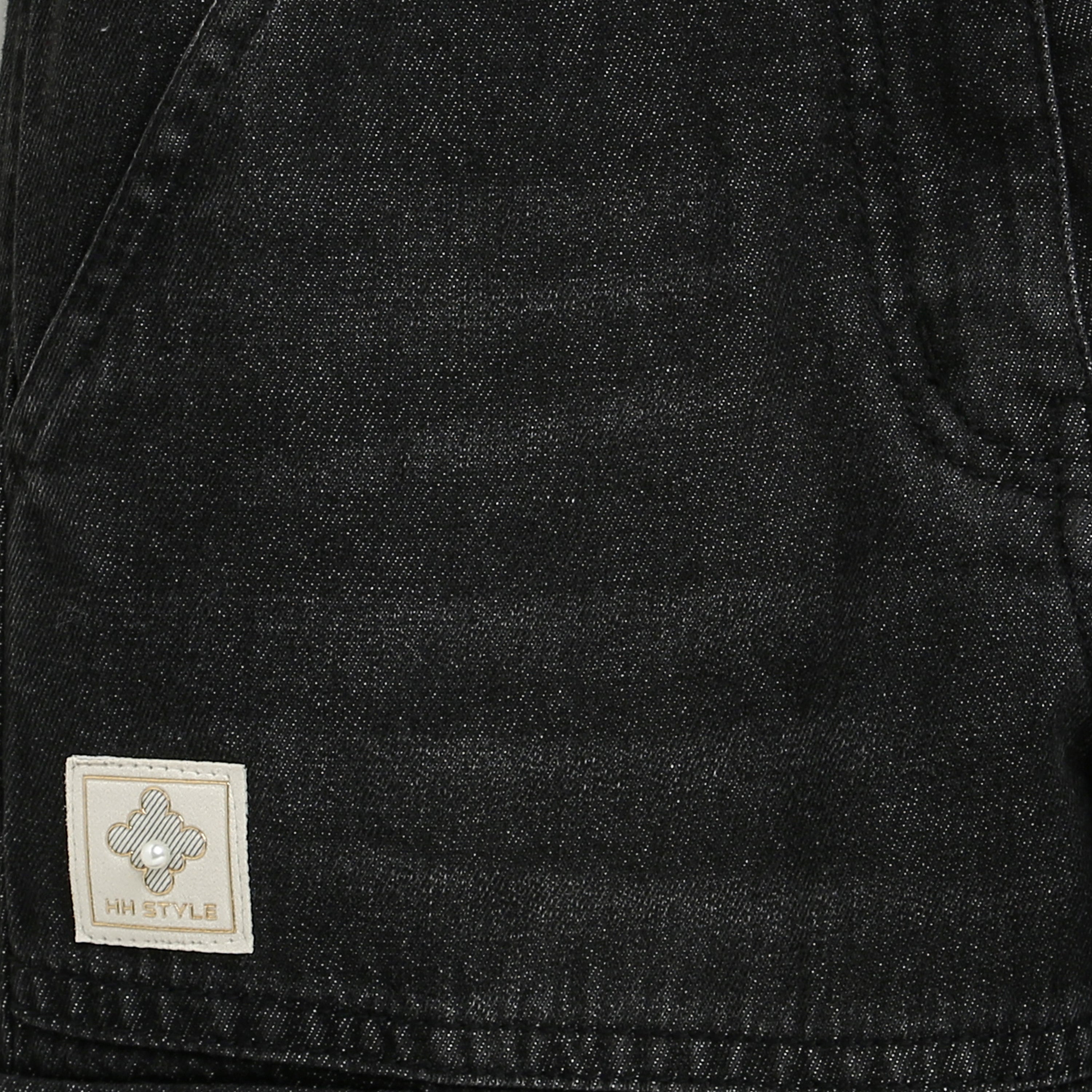 Black Denim Cargo Flared Jeans P1634