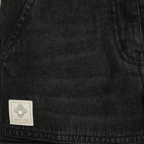 Black Denim Cargo Flared Jeans P1634