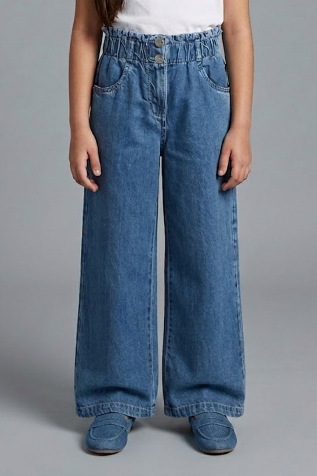 Wide-Leg Denim Culotte Pants 1637