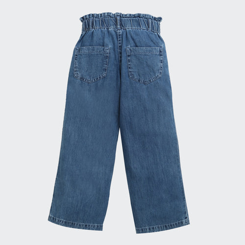 Wide-Leg Denim Culotte Pants 1637