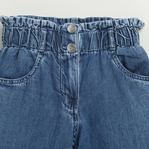 Wide-Leg Denim Culotte Pants 1637