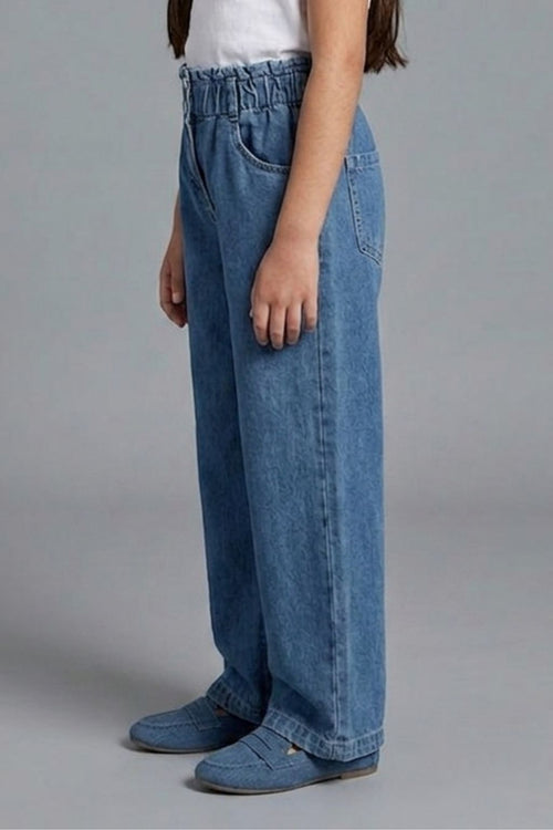 Wide-Leg Denim Culotte Pants 1637