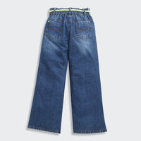Tiny Girl Denim Woven Distressed Wide Legged Jeans - Blue