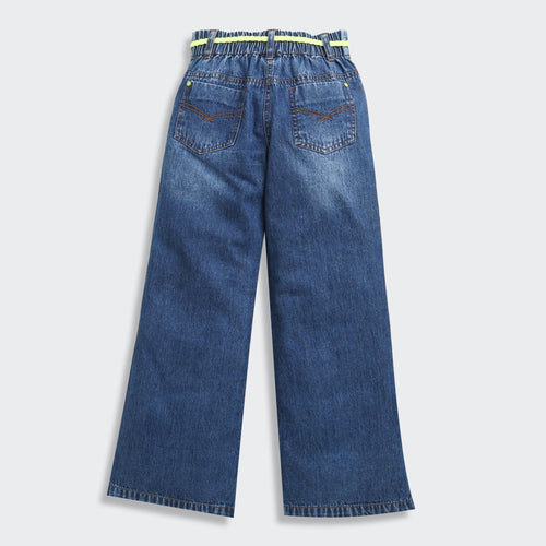 Neon Tie Distressed Wide-Leg Jeans 1639