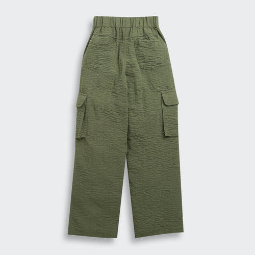 Olive Grove Textured Cargo Pants P1649