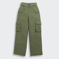 Olive Grove Textured Cargo Pants P1649
