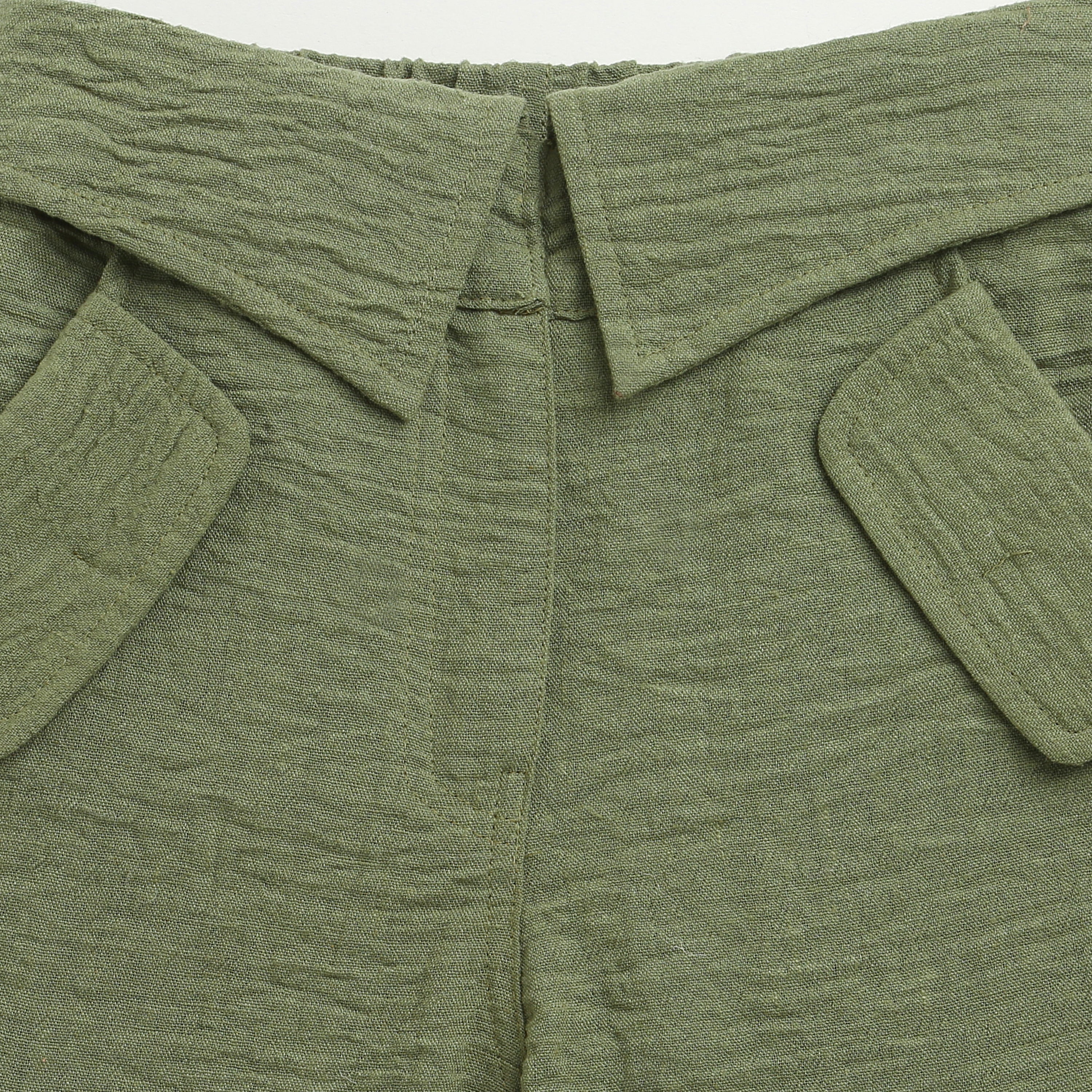 Olive Grove Textured Cargo Pants P1649