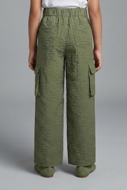 Olive Grove Textured Cargo Pants P1649