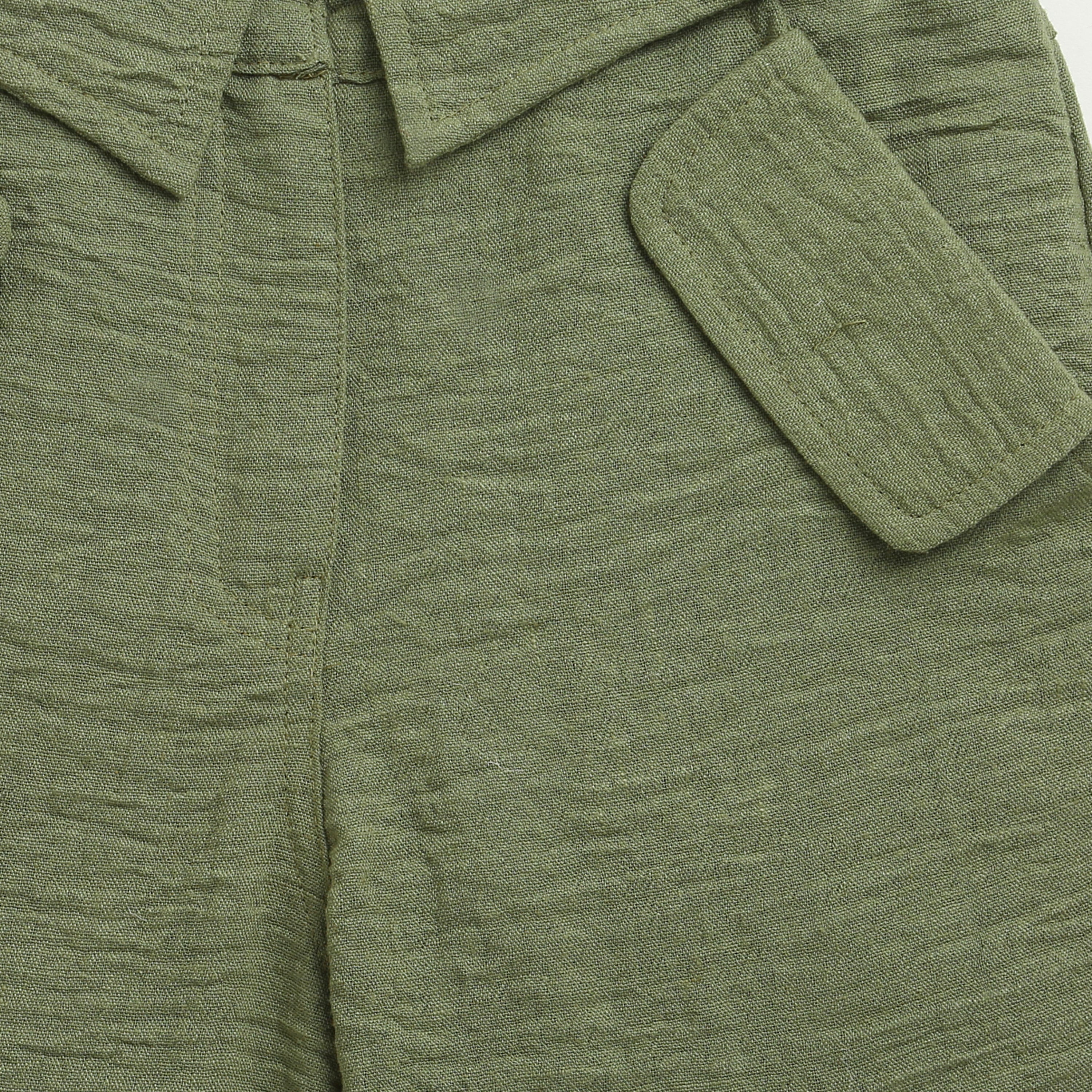 Olive Grove Textured Cargo Pants P1649