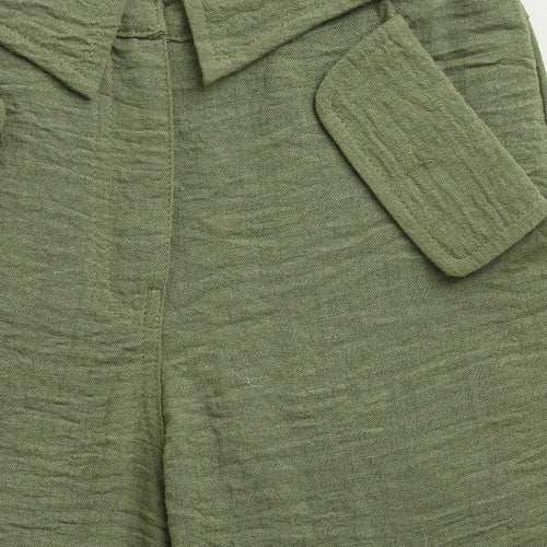 Olive Grove Textured Cargo Pants P1649