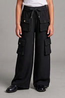 Black Cargo Wide-Leg Pants P1650