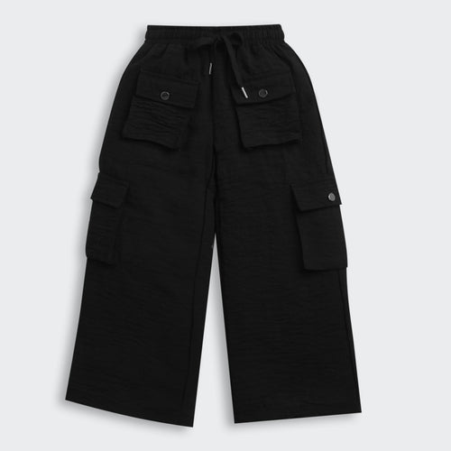 Black Cargo Wide-Leg Pants P1650