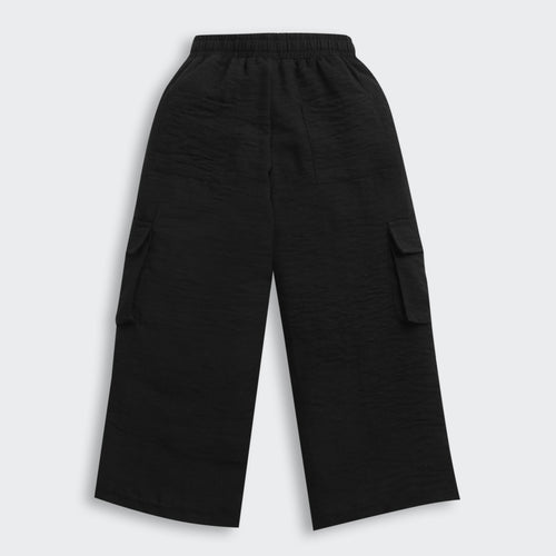 Black Cargo Wide-Leg Pants P1650