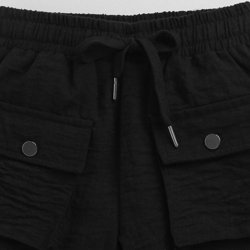 Black Cargo Wide-Leg Pants P1650