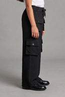 Black Cargo Wide-Leg Pants P1650