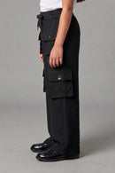Black Cargo Wide-Leg Pants P1650