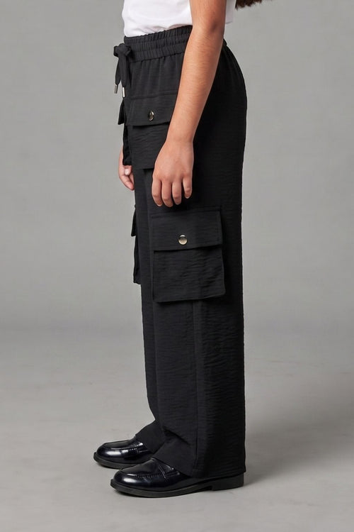 Black Cargo Wide-Leg Pants P1650