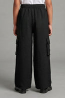 Black Cargo Wide-Leg Pants P1650
