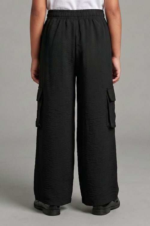 Black Cargo Wide-Leg Pants P1650