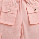 Peach Cargo Wide-Leg Casual Pants P1650
