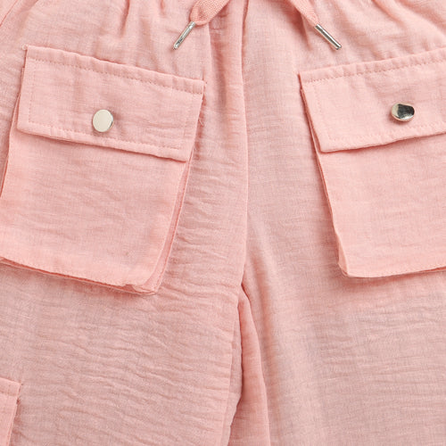 Peach Cargo Wide-Leg Casual Pants P1650