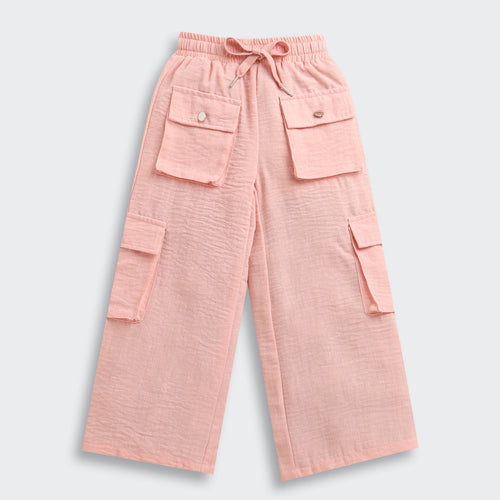 Peach Soild Wide-Leg Pants P1650