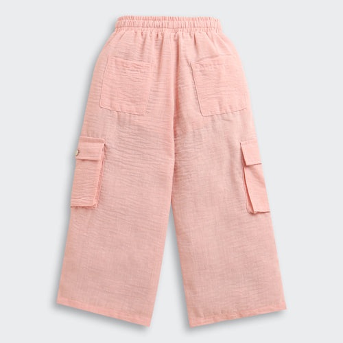 Peach Soild Wide-Leg Pants P1650