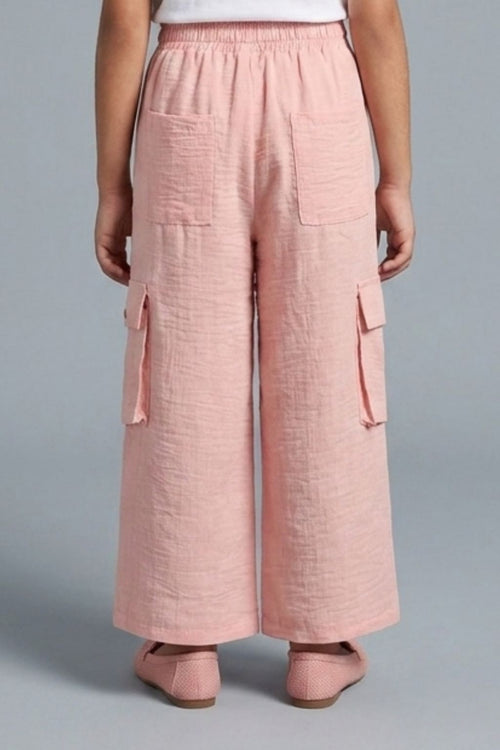 Peach Cargo Wide-Leg Casual Pants P1650