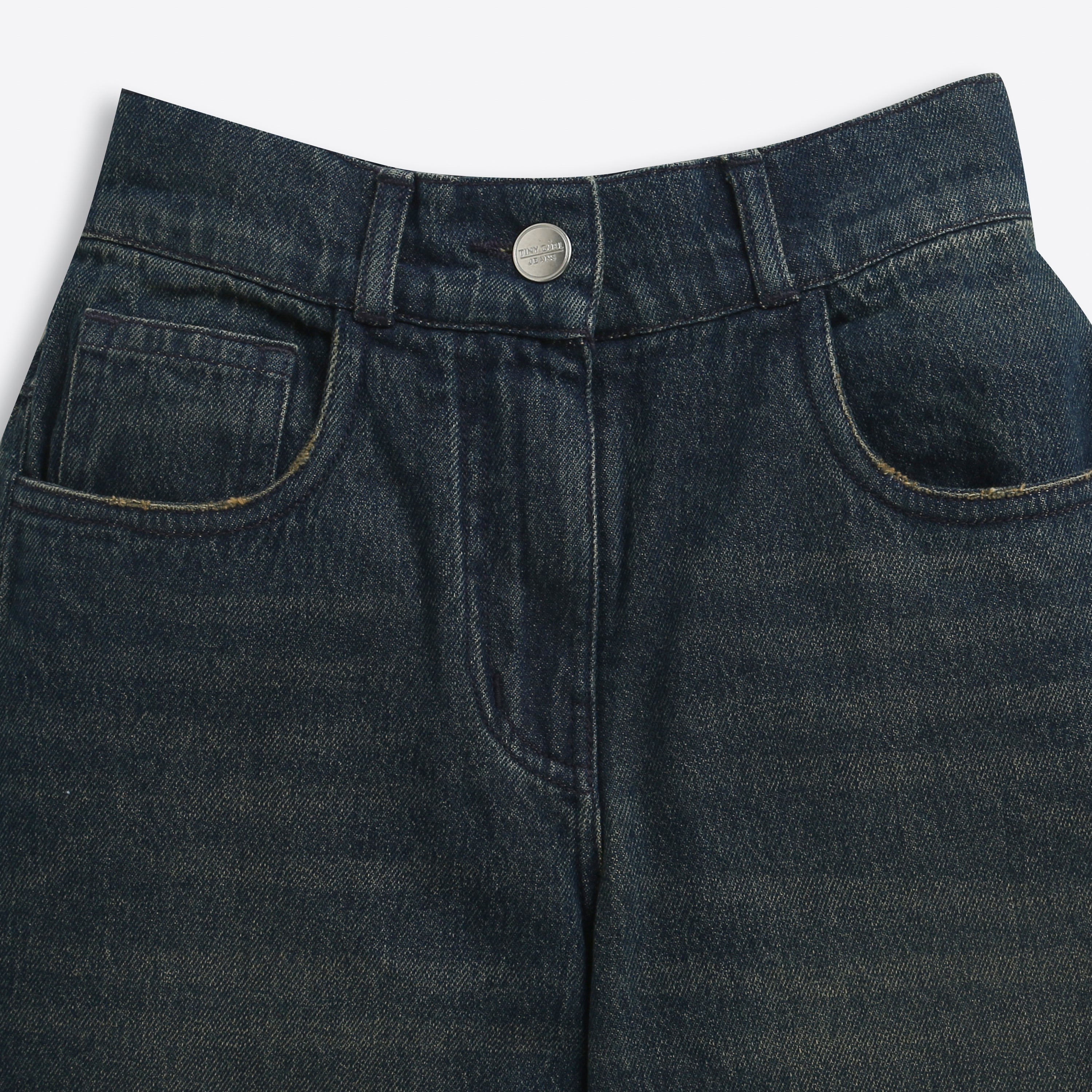 Khaki Denim Straight Fit Jeans for Girls