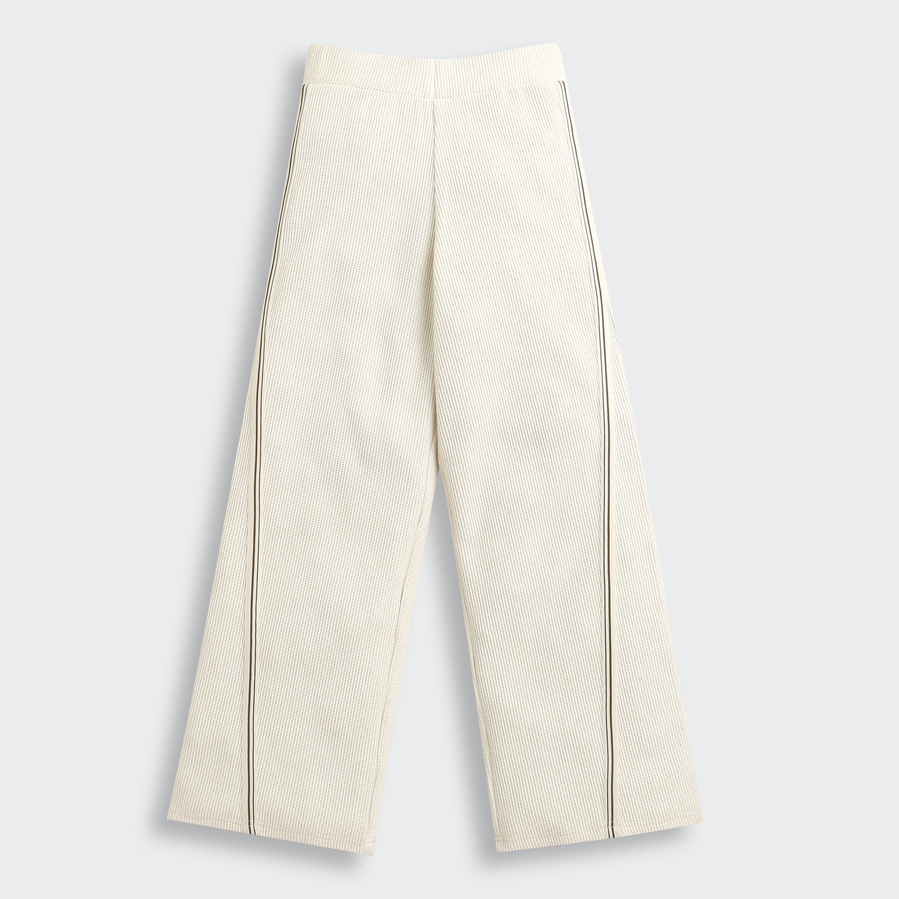 Tiny Girl Off-White Textured Wide-Leg Pants for Girls