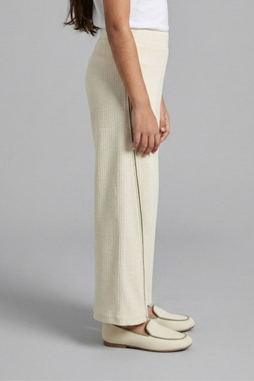Off-White Textured Wide-Leg Pants P1669