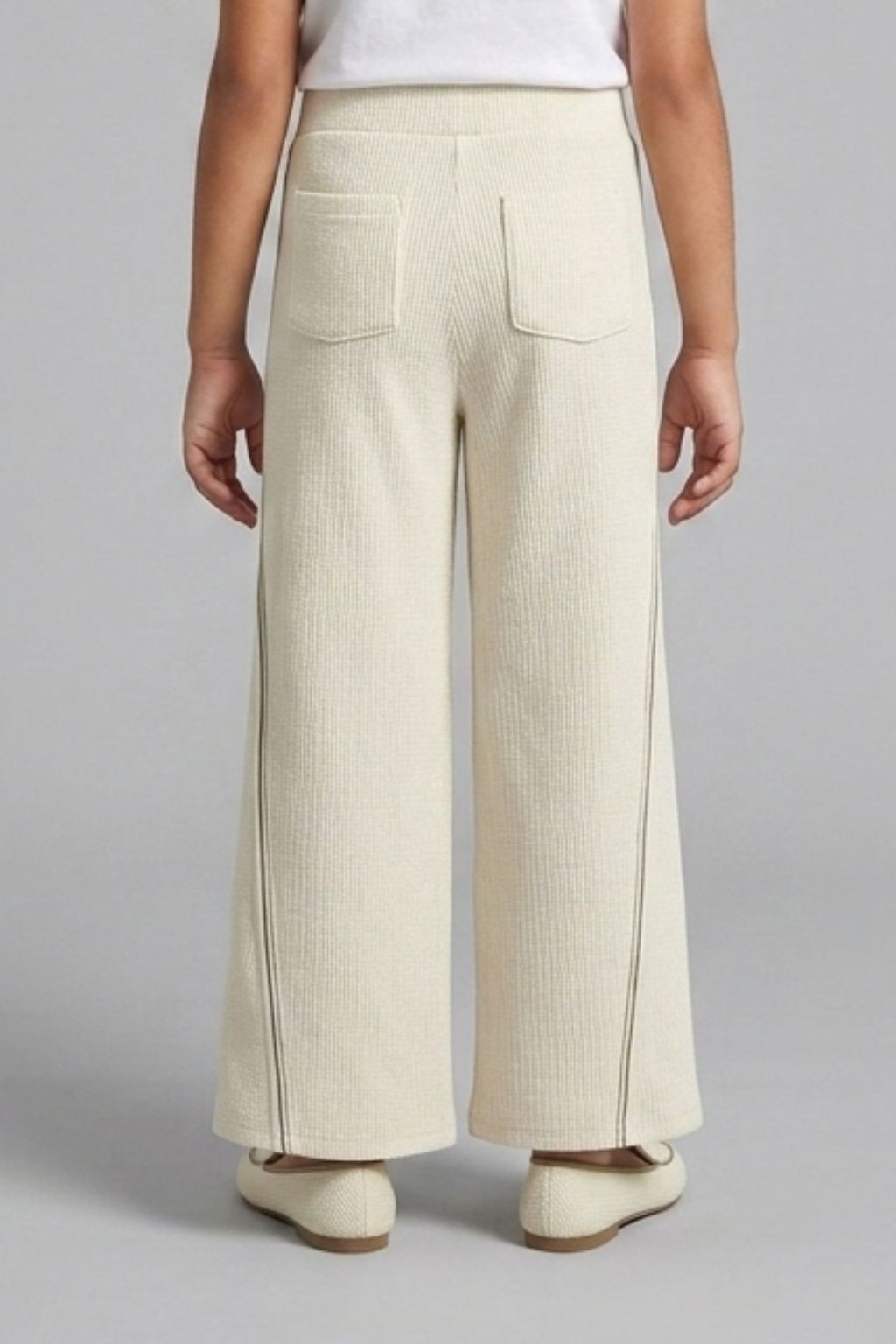 Off-White Textured Wide-Leg Pants P1669