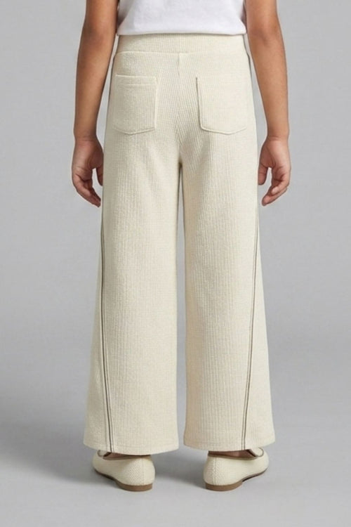 Off-White Textured Wide-Leg Pants P1669