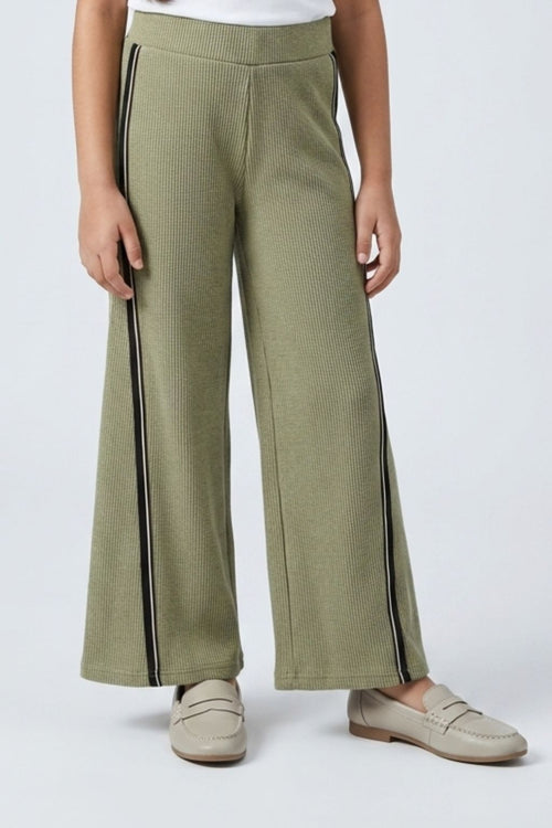 Sage Green Textured Wide-Leg Pants P1669