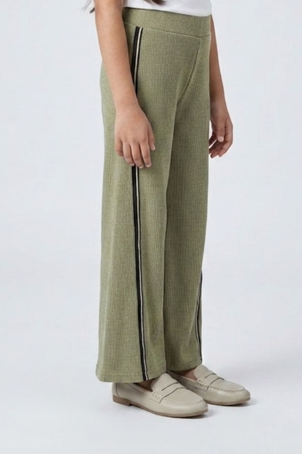 Sage Green Textured Wide-Leg Pants P1669