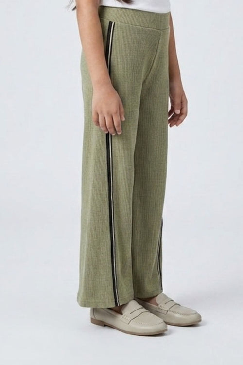 Sage Green Textured Wide-Leg Pants P1669