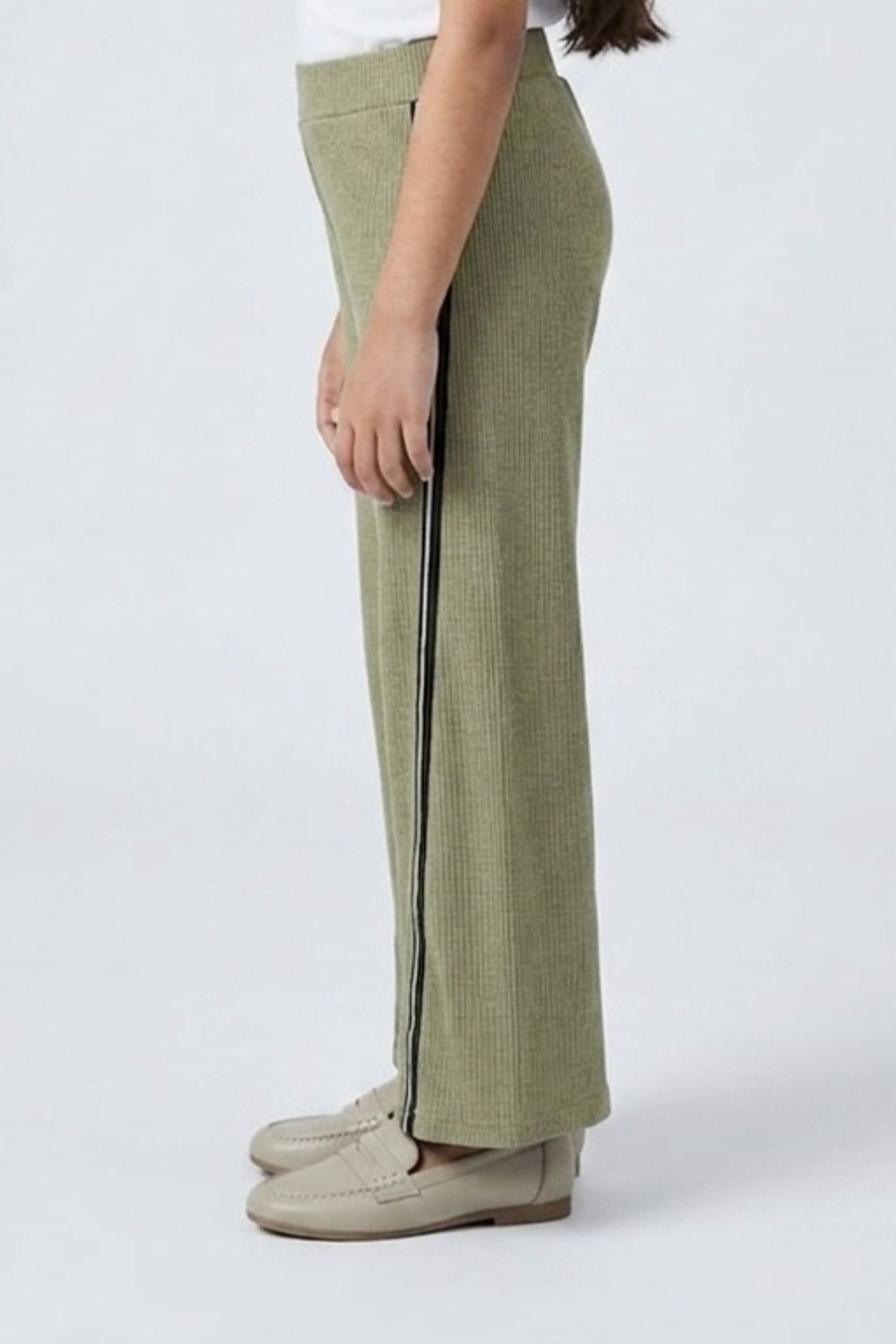 Sage Green Textured Wide-Leg Pants P1669