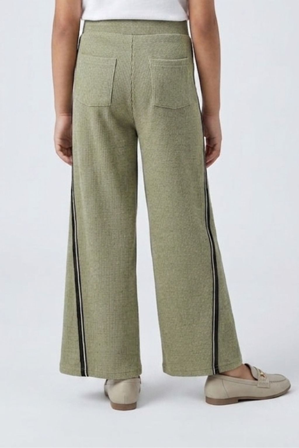Sage Green Textured Wide-Leg Pants P1669