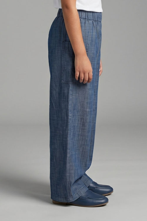 Dark Blue Wide-Leg Pants P1675