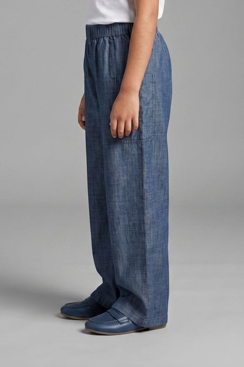 Dark Blue Wide-Leg Pants P1675