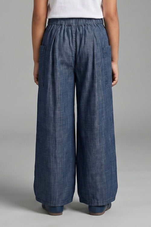 Dark Blue Wide-Leg Pants P1675