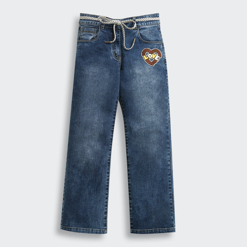 Heart Patch Dark Blue Denim Jeans 1676