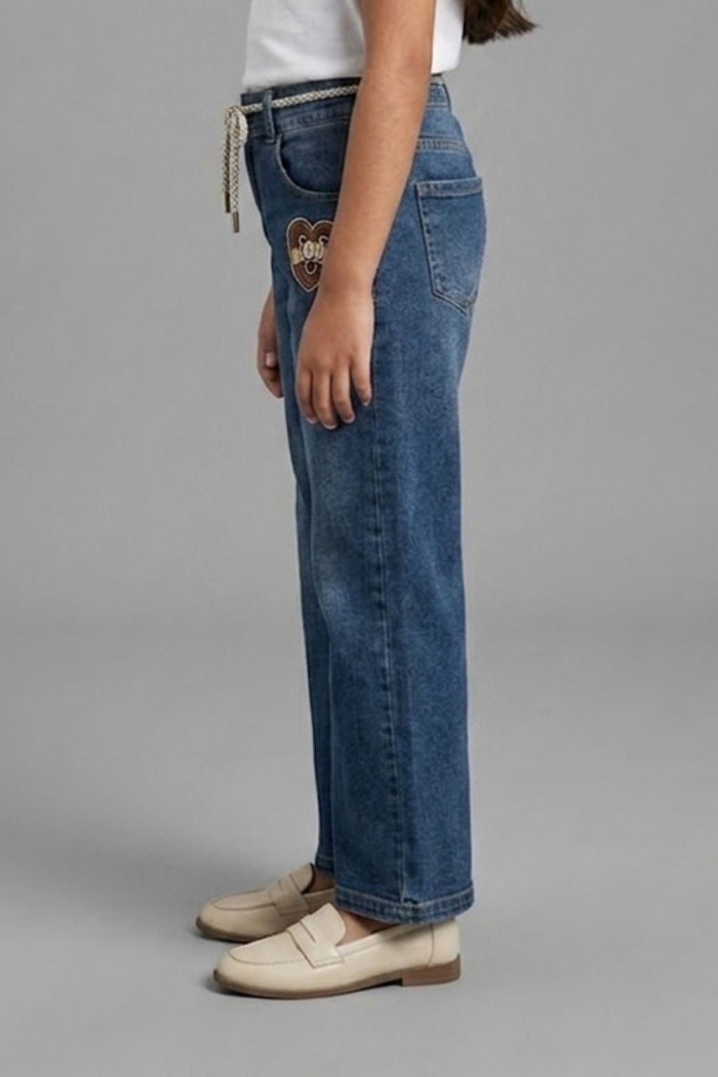 Heart Patch Dark Blue Denim Jeans 1676