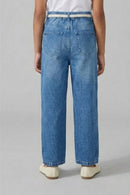Light Blue Denim Jeans with Crochet Flower Patches & Belt P1681
