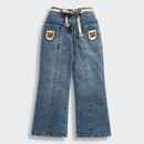 Tiny Girl Light Blue Denim Jeans with Bear Patch for Girls