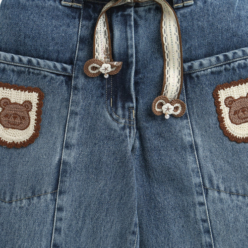 Light Blue Bear Patch Kids Jeans P1687